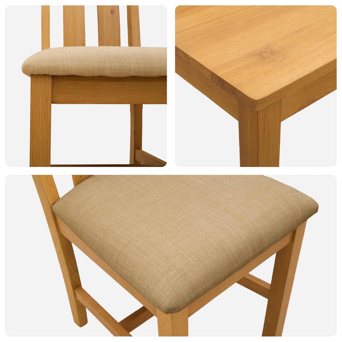 Spisestuesett 3 stk. Beige Massivt Eiketre