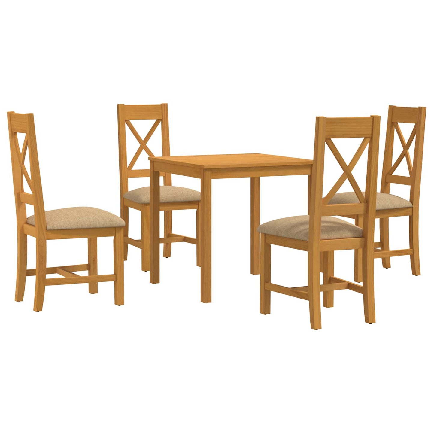 Spisestuesett 5 stk. Beige Massivt Eiketre
