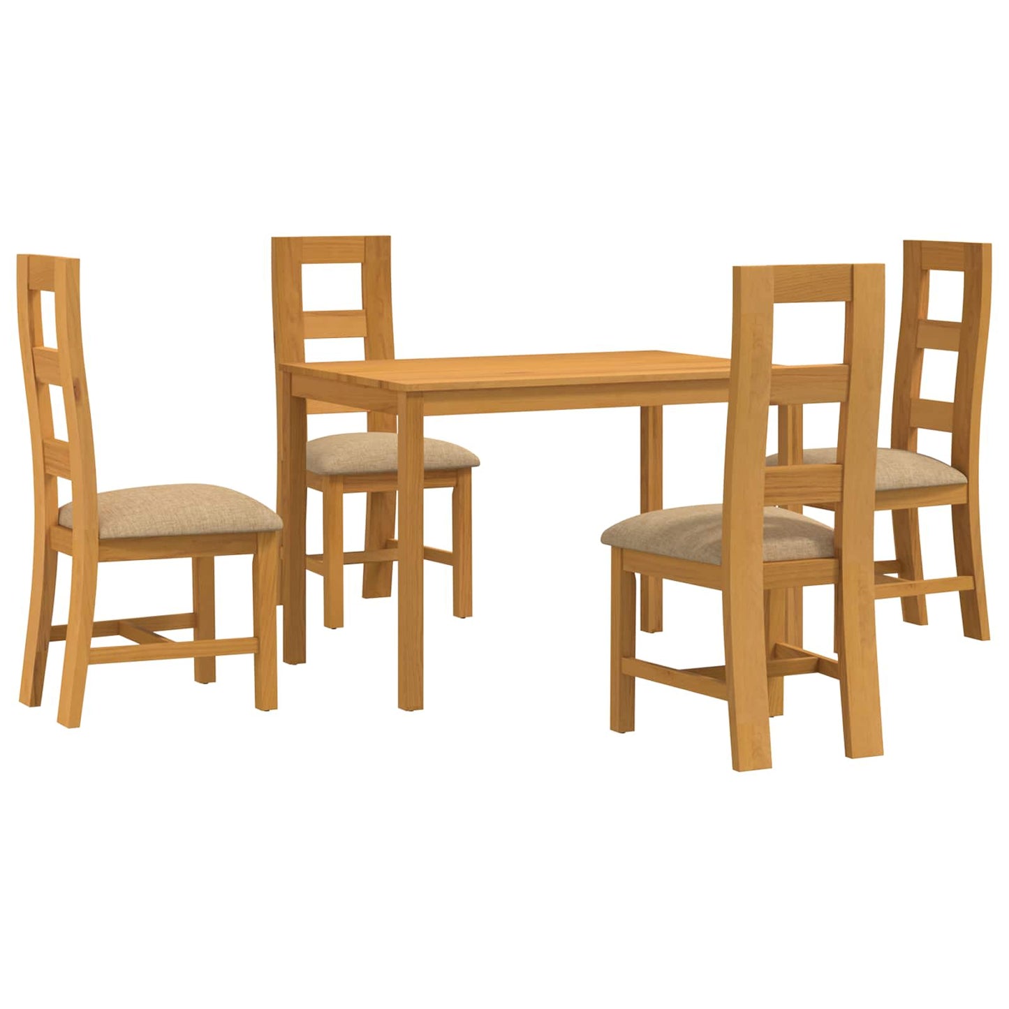 Spisestuesett 5 stk. Beige Massivt Eiketre