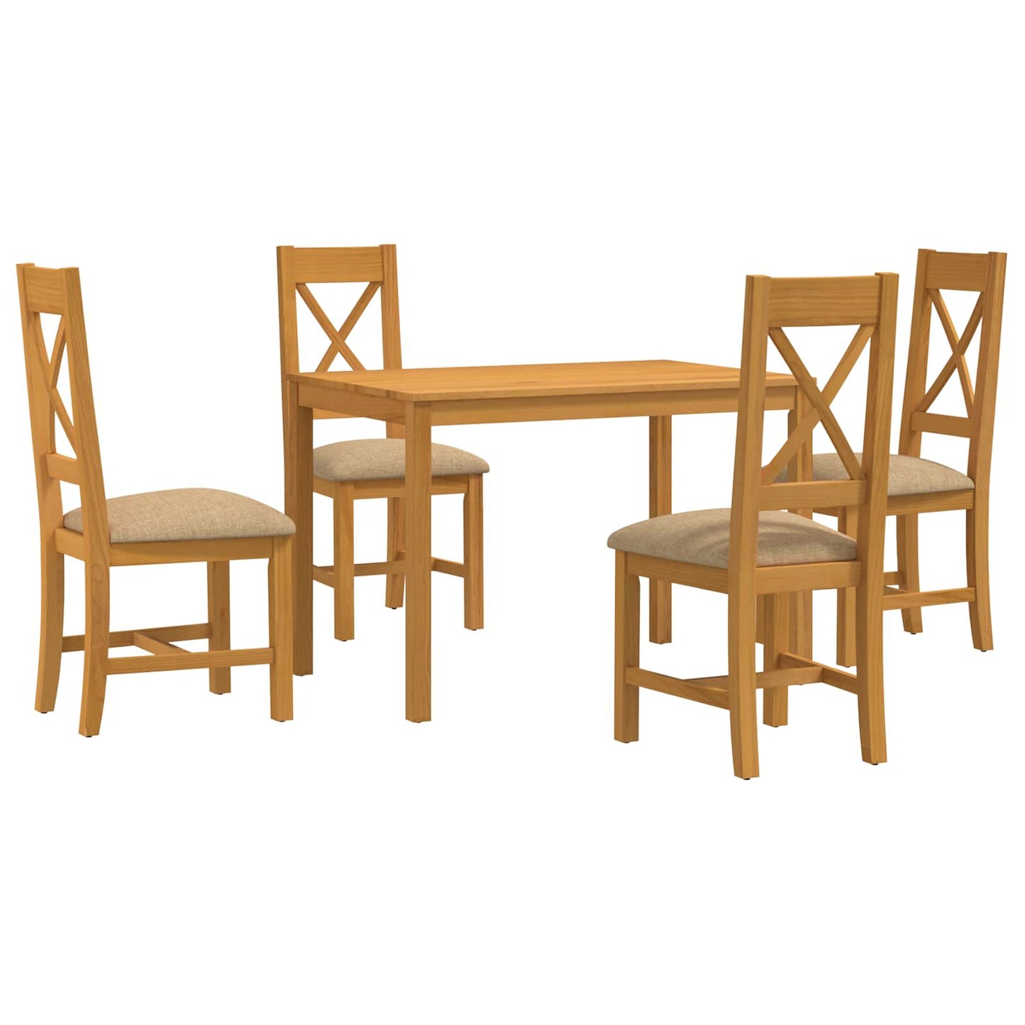 Spisestuesett 5 stk. Beige Massivt Eiketre