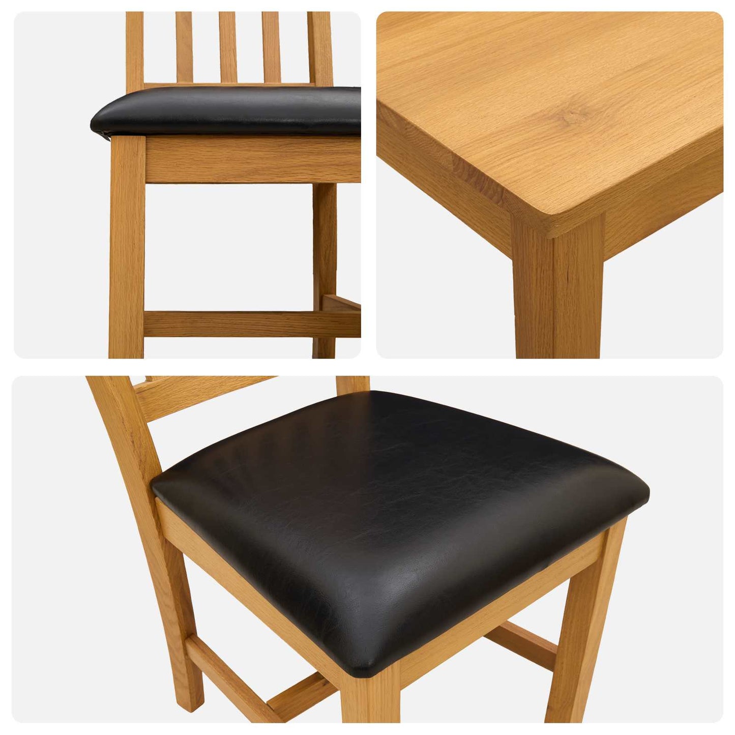 Spisestuesett 7 stk. Svart Massivt Eiketre