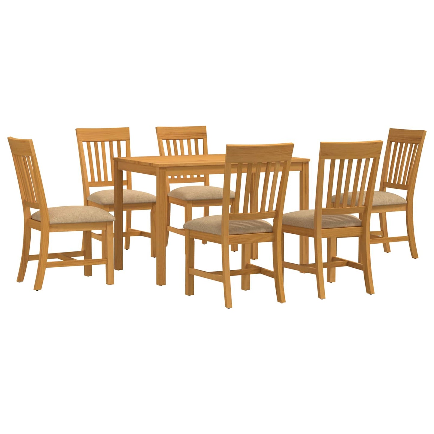 Spisestuesett 7 stk. Beige Massivt Eiketre