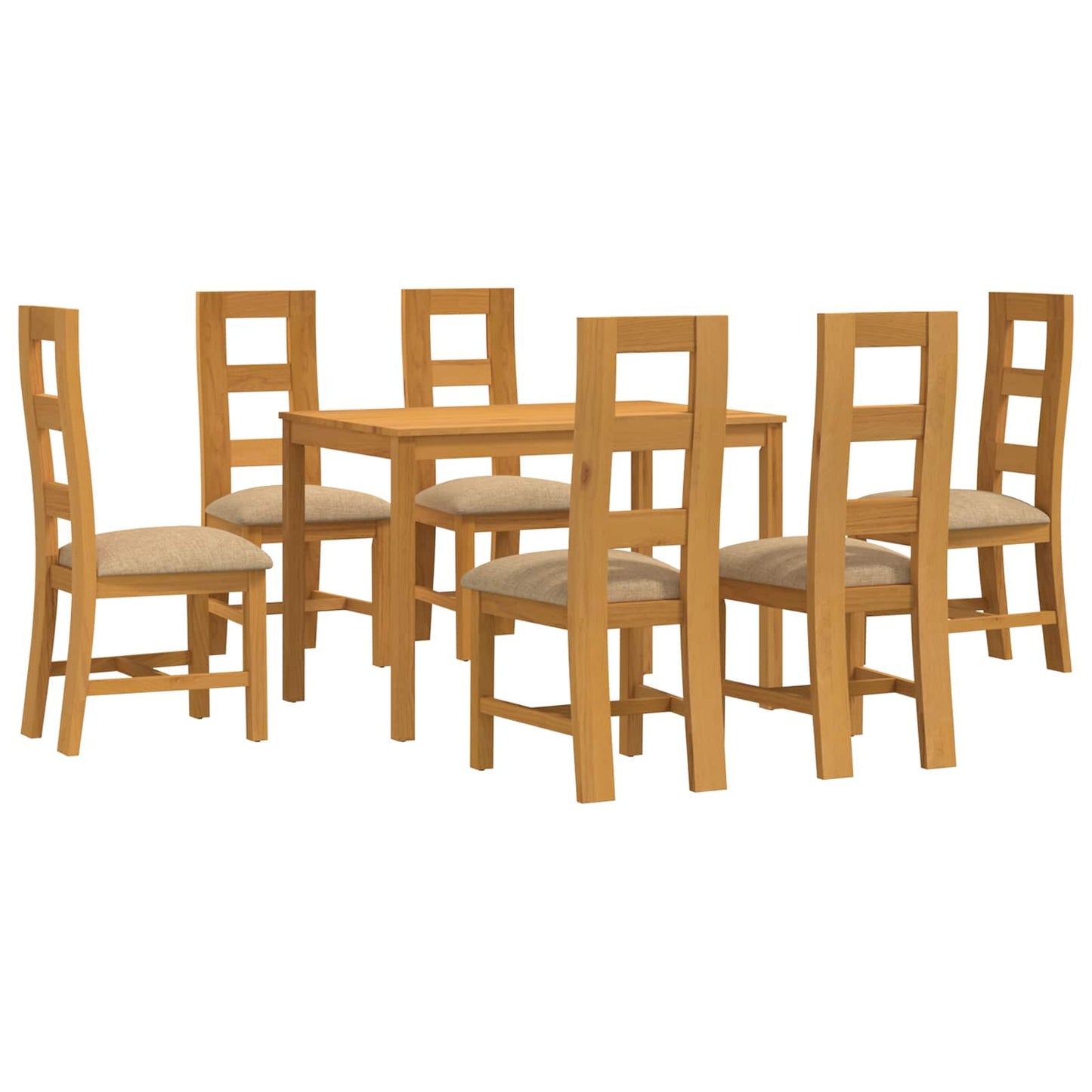Spisestuesett 7 stk. Beige Massivt Eiketre