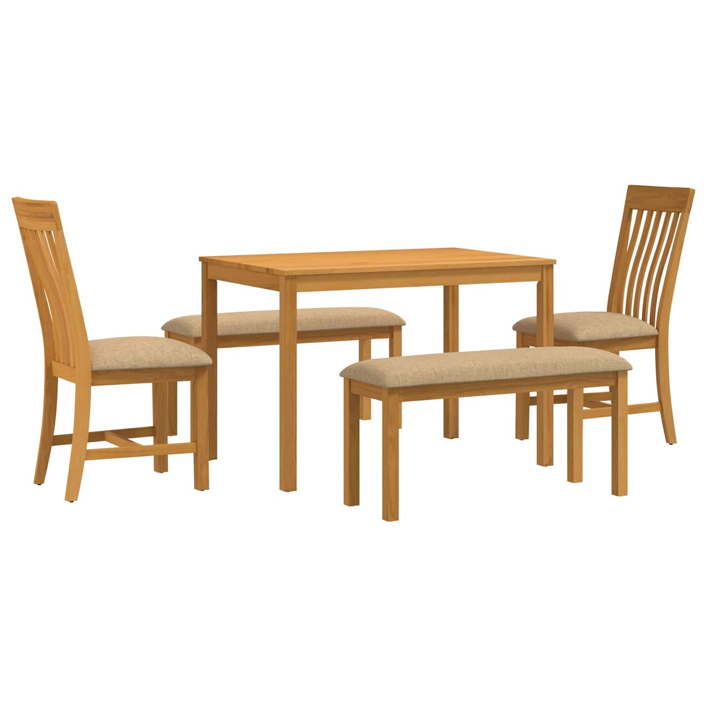 Spisestuesett 5 stk. Beige Massivt Eiketre