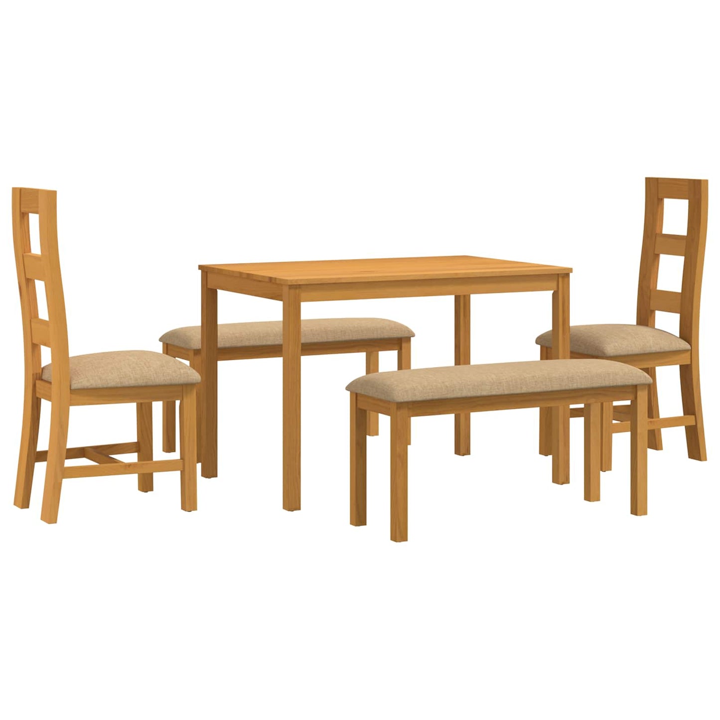 Spisestuesett 5 stk. Beige Massivt Eiketre