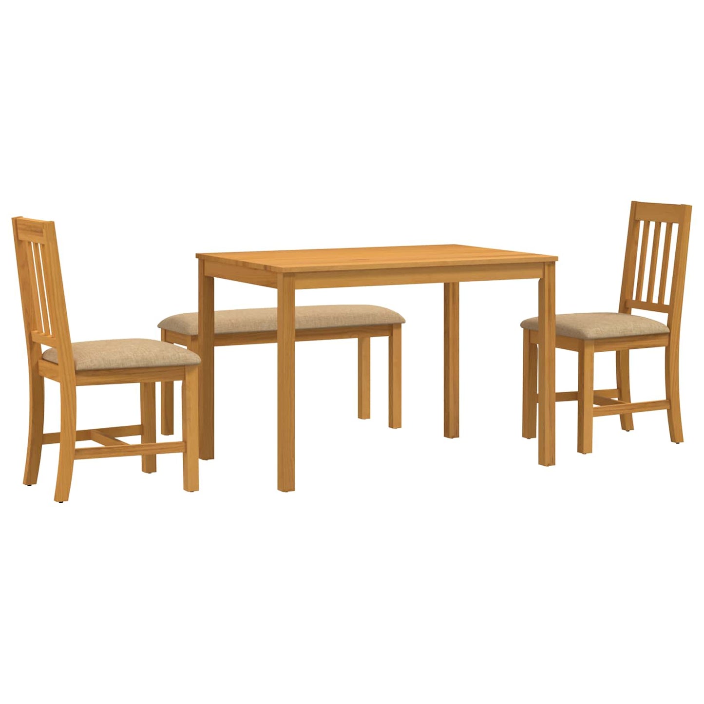 Spisestuesett 4 stk. Beige Massivt Eiketre