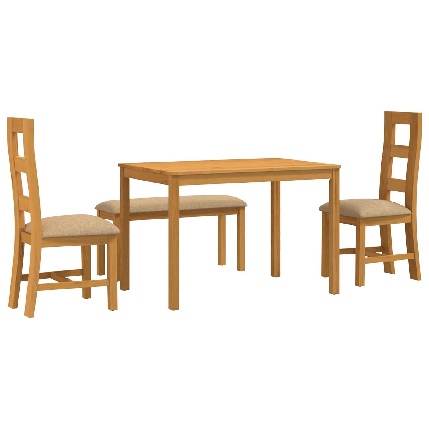 Spisestuesett 4 stk. Beige Massivt Eiketre