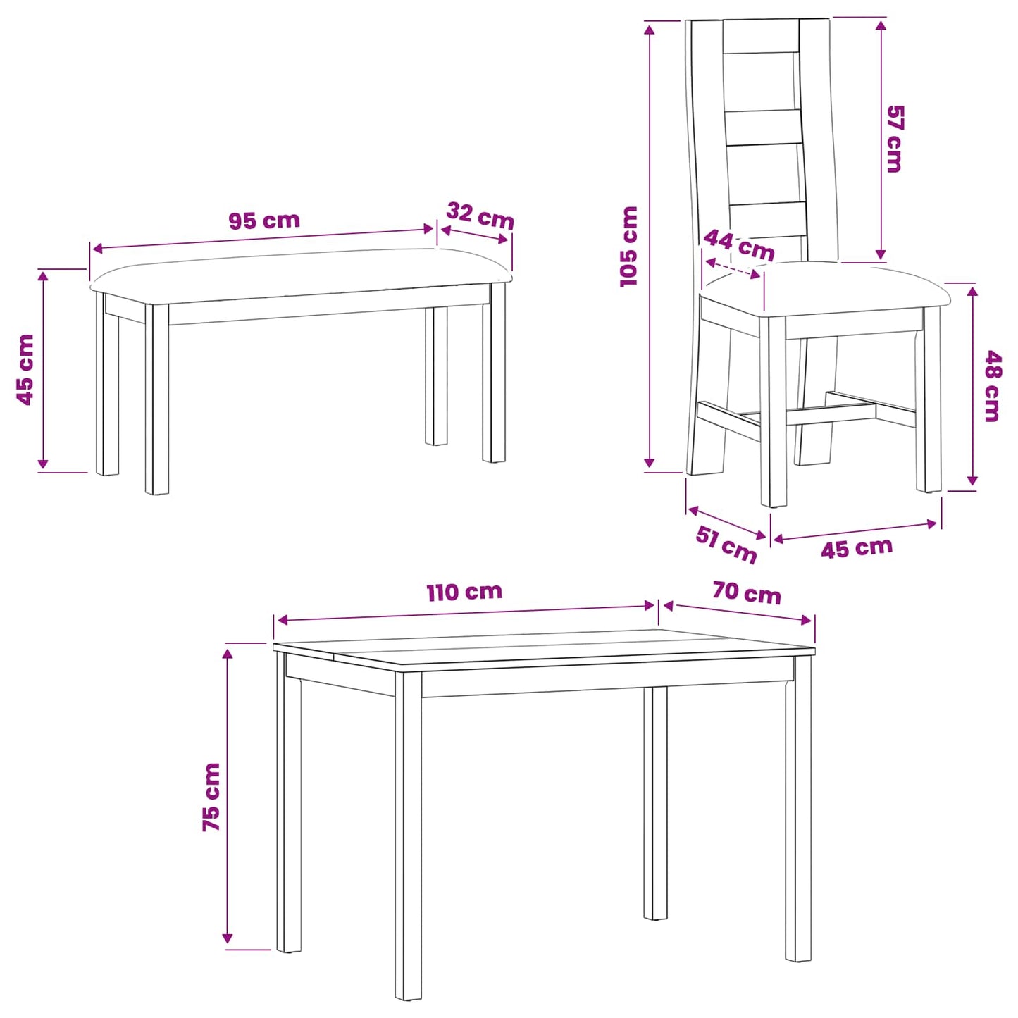 Spisestuesett 4 stk. Beige Massivt Eiketre