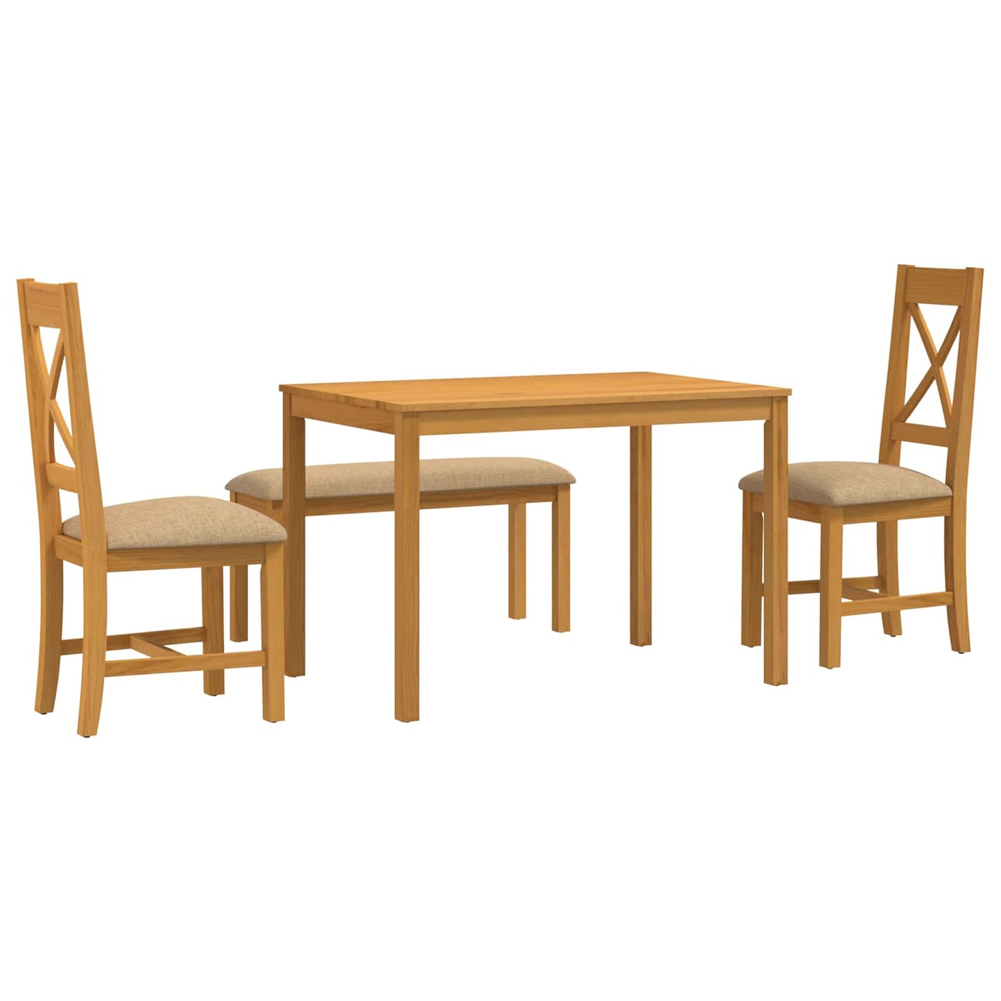 Spisestuesett 4 stk. Beige Massivt Eiketre