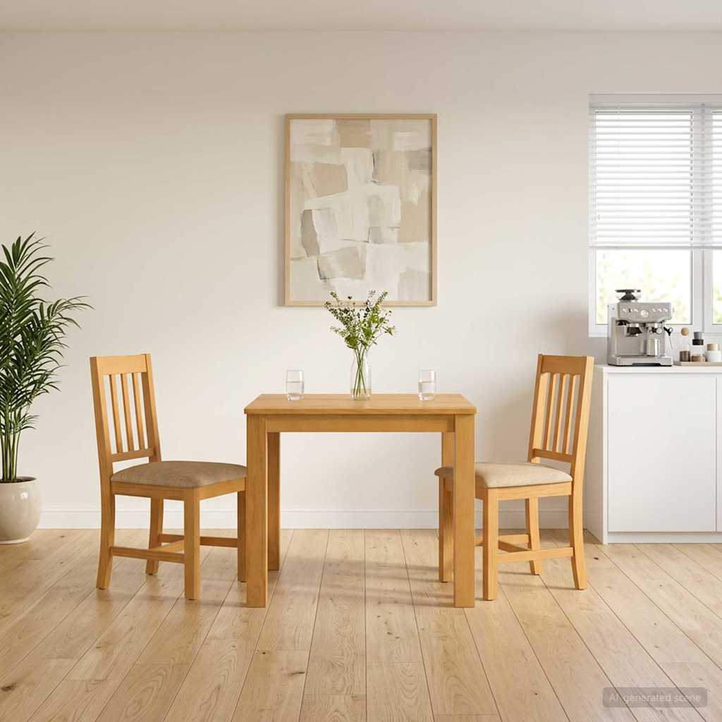 Spisestuesett 3 stk. Beige Massivt Eiketre