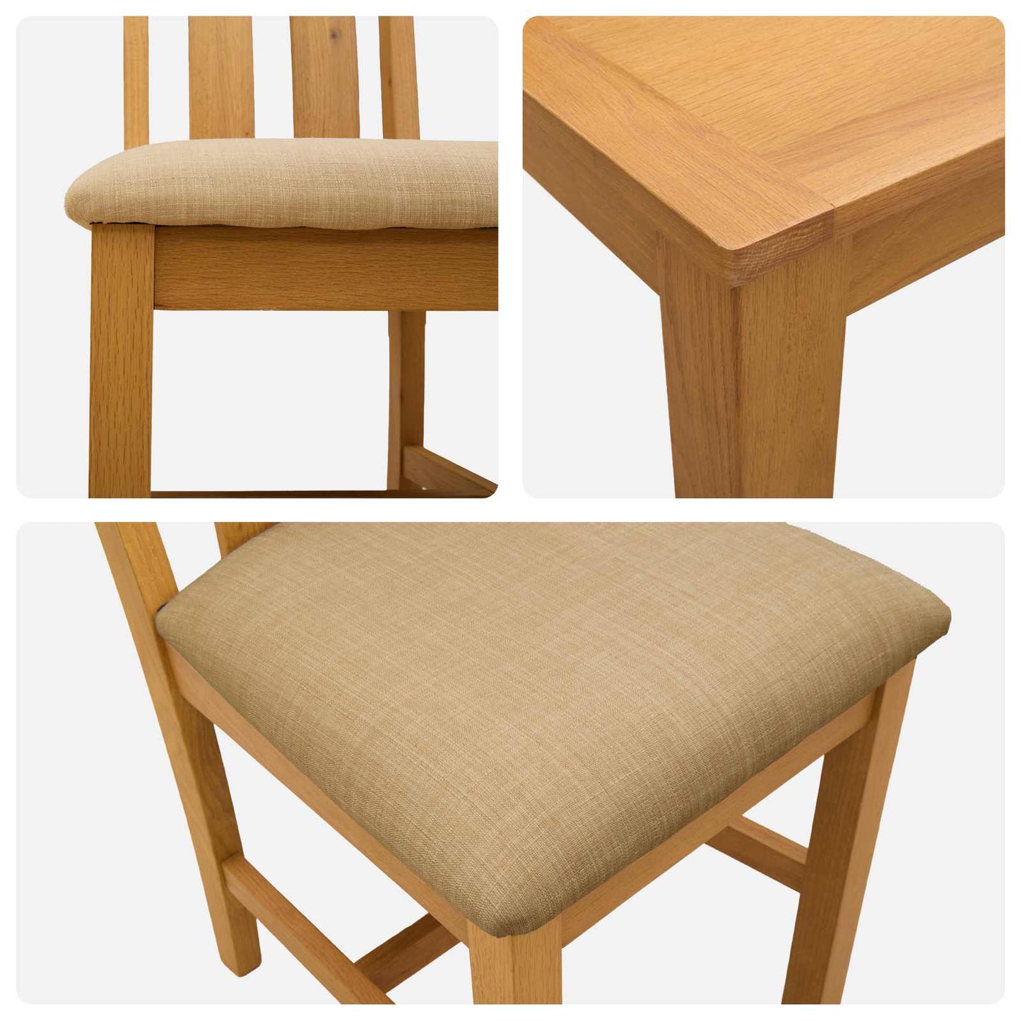 Spisestuesett 3 stk. Beige Massivt Eiketre