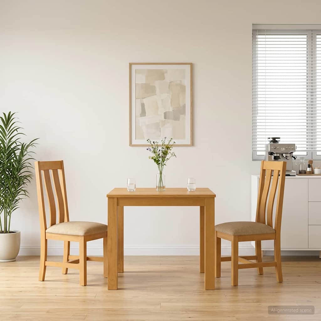 Spisestuesett 3 stk. Beige Massivt Eiketre