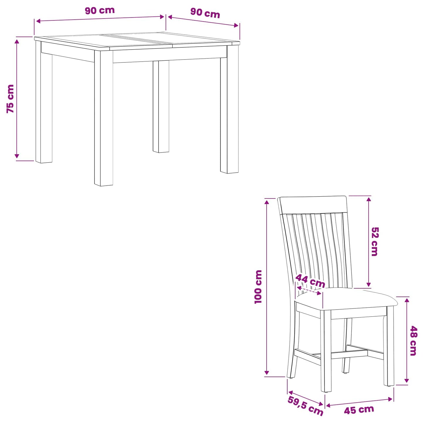 Spisestuesett 3 stk. Beige Massivt Eiketre