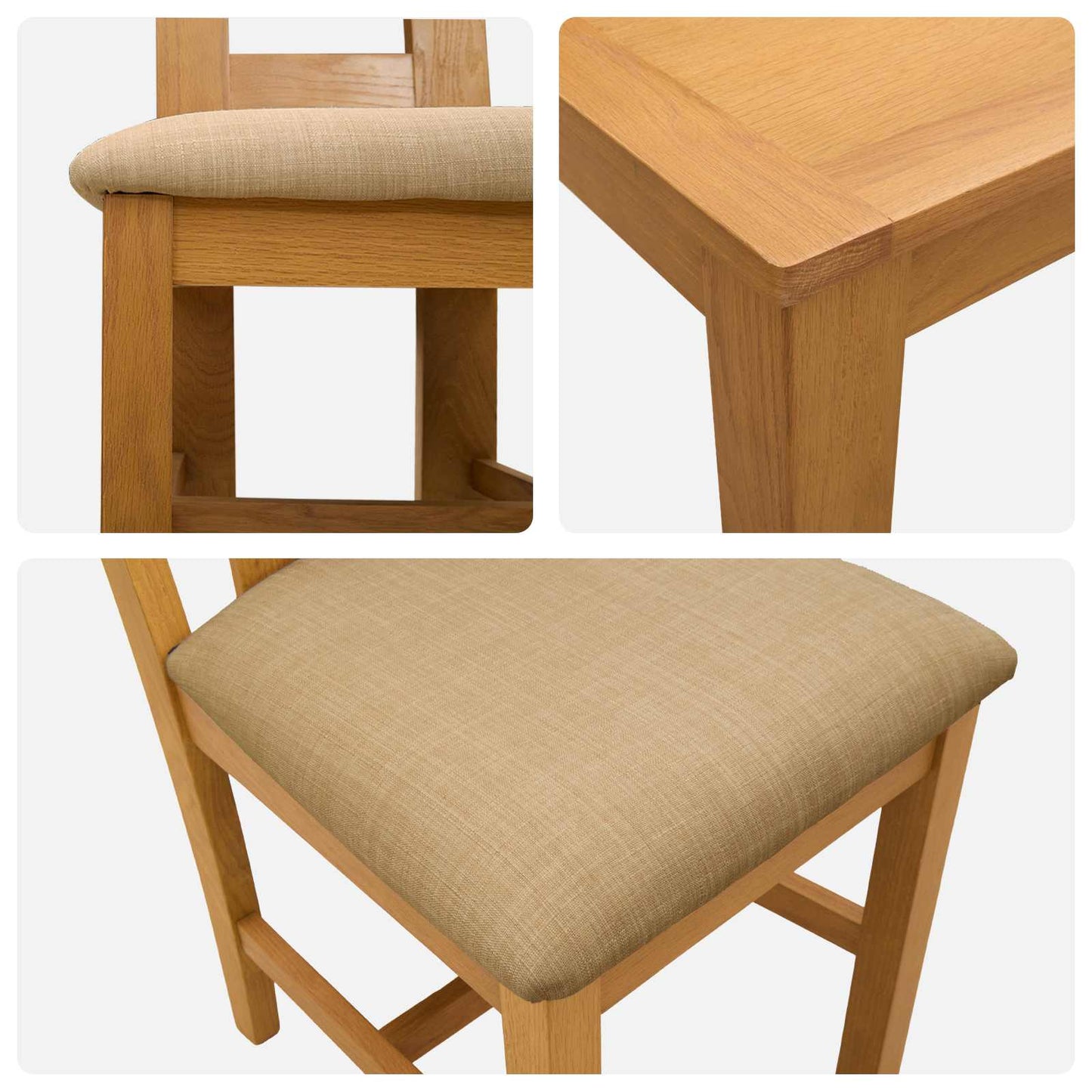 Spisestuesett 3 stk. Beige Massivt Eiketre