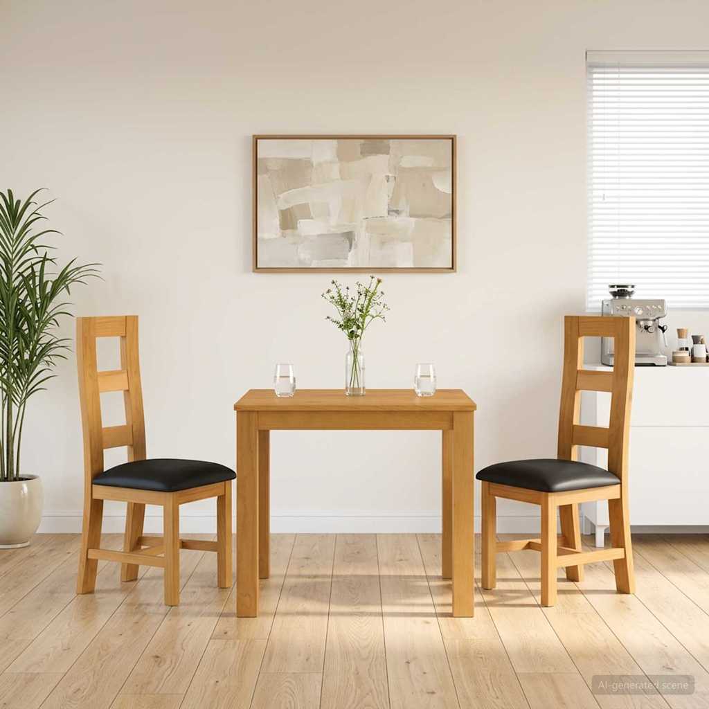 Spisestuesett 3 stk. Svart Massivt Eiketre