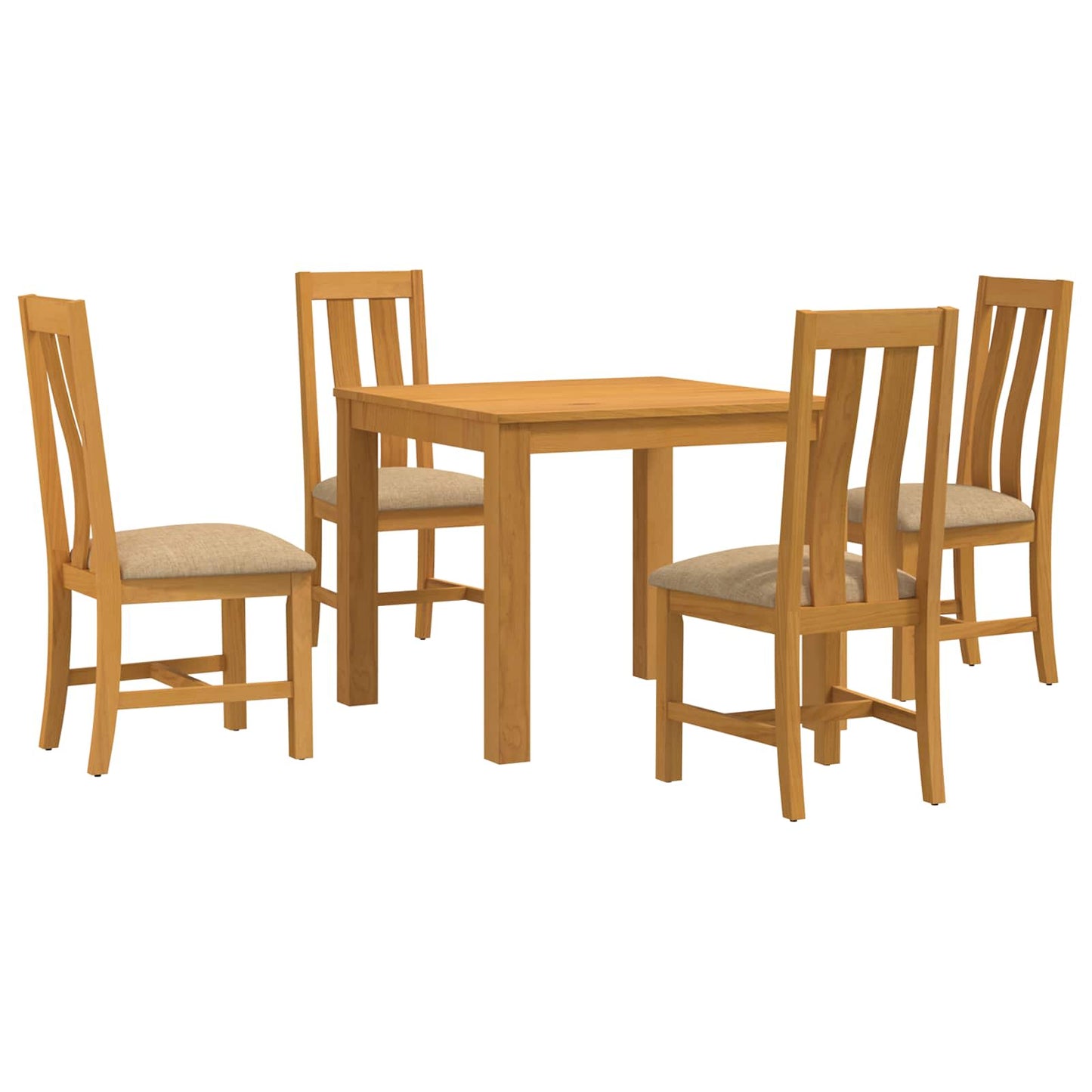 Spisestuesett 5 stk. Beige Massivt Eiketre