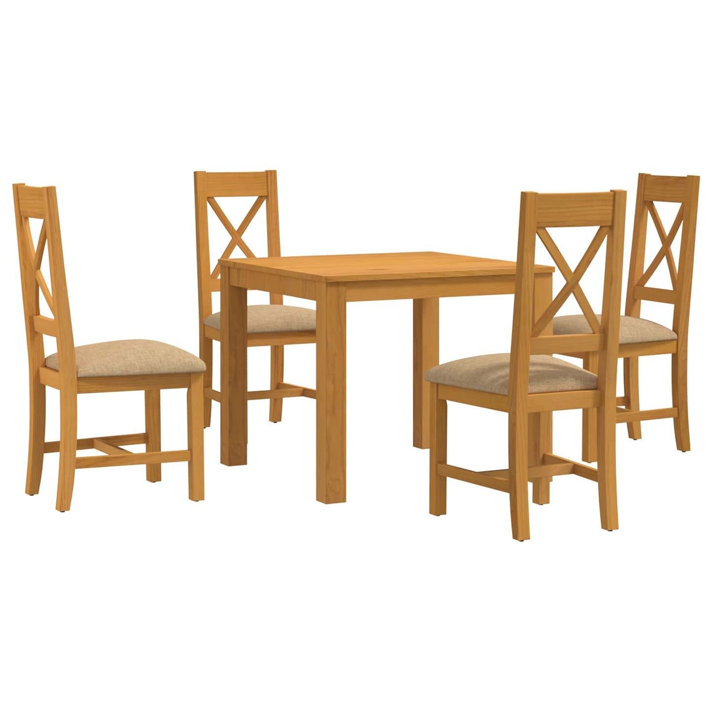 Spisestuesett 5 stk. Beige Massivt Eiketre