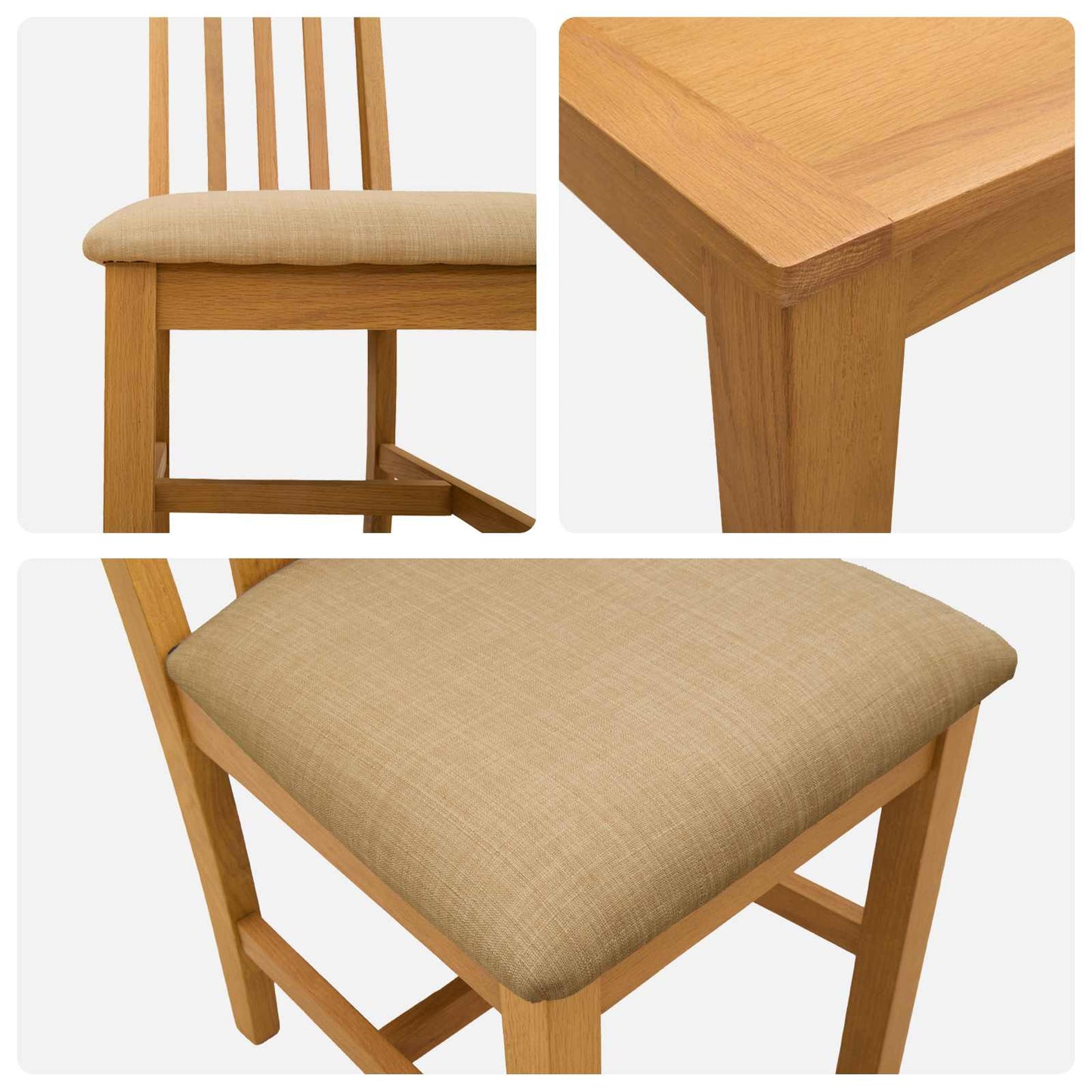 Spisestuesett 5 stk. Beige Massivt Eiketre