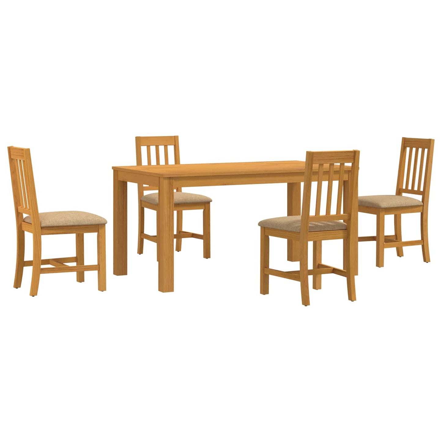 Spisestuesett 5 stk. Beige Massivt Eiketre
