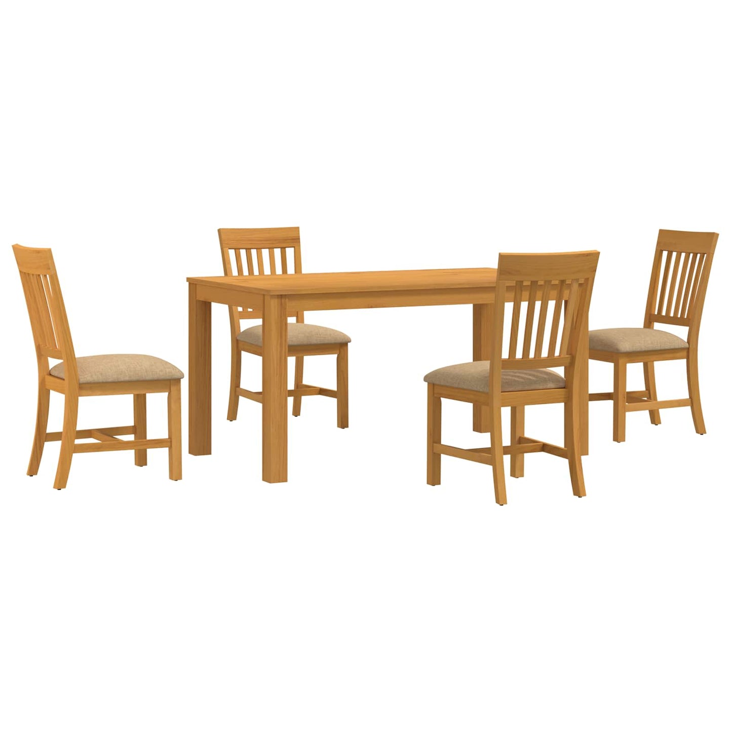 Spisestuesett 5 stk. Beige Massivt Eiketre