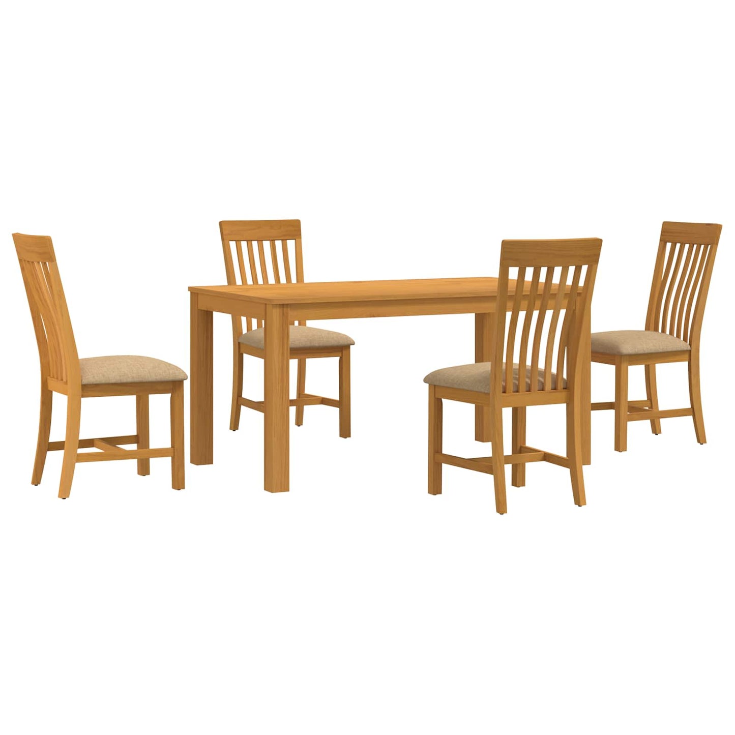 Spisestuesett 5 stk. Beige Massivt Eiketre