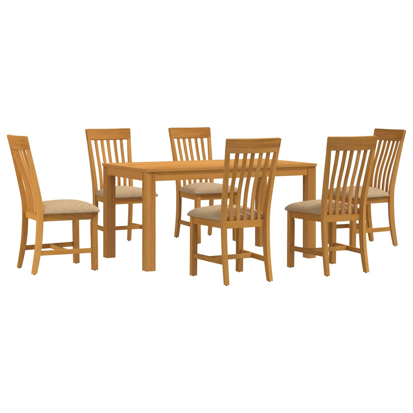 Spisestuesett 7 stk. Beige Massivt Eiketre