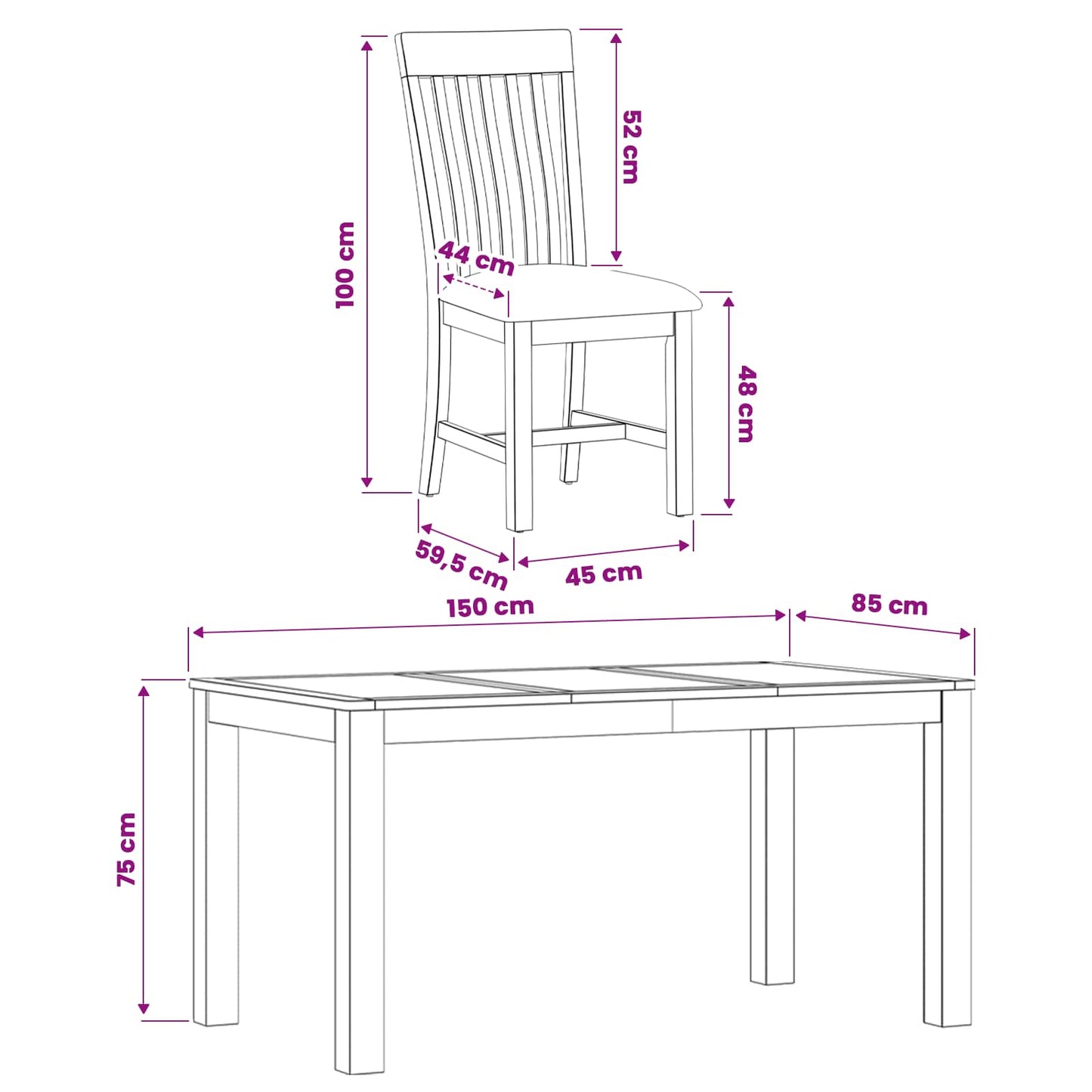 Spisestuesett 7 stk. Beige Massivt Eiketre