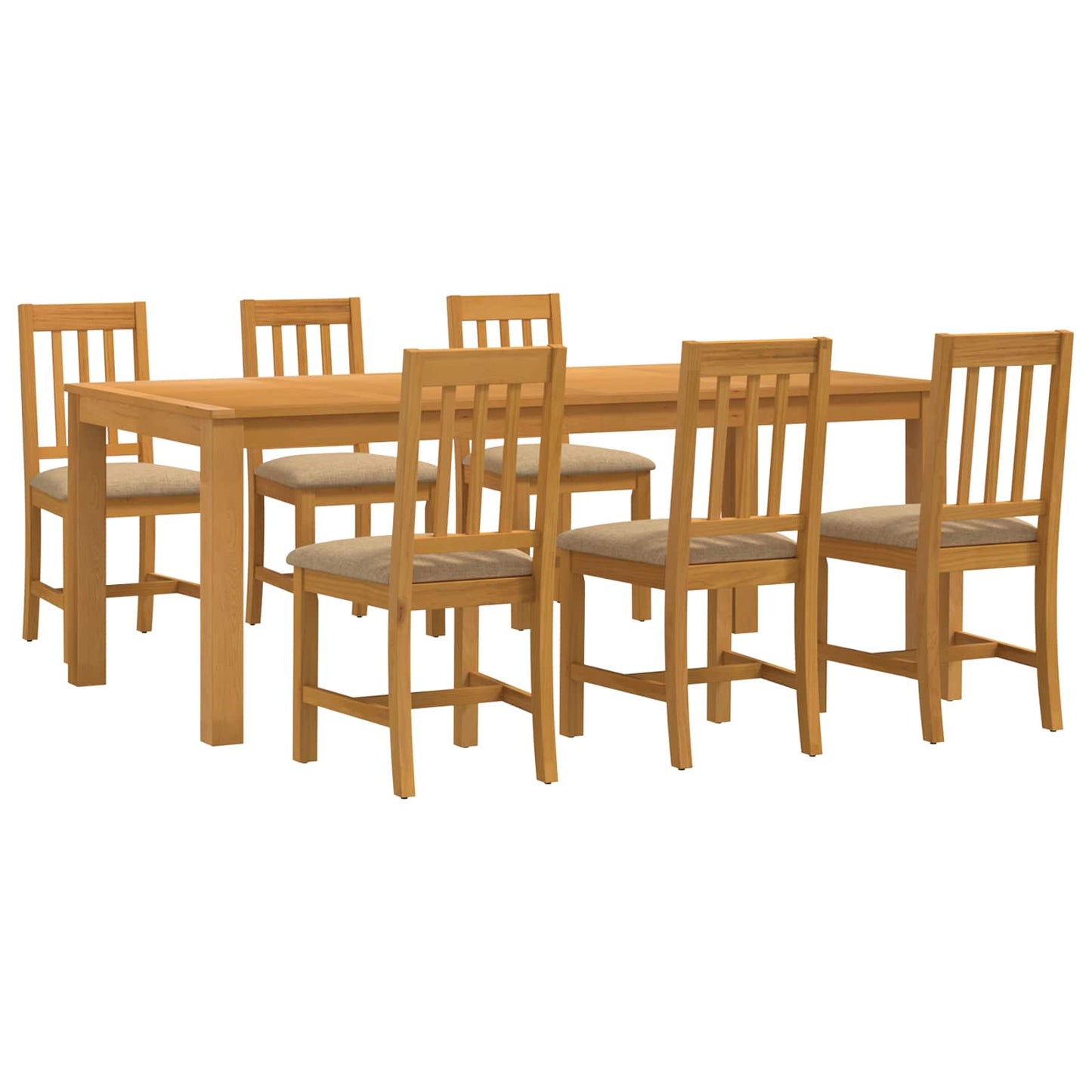 Spisestuesett 7 stk. Beige Massivt Eiketre