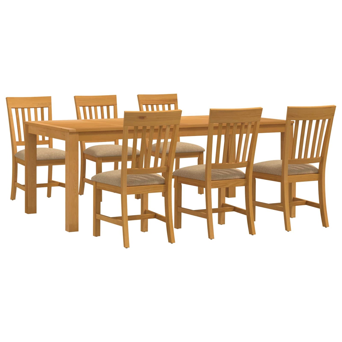 Spisestuesett 7 stk. Beige Massivt Eiketre