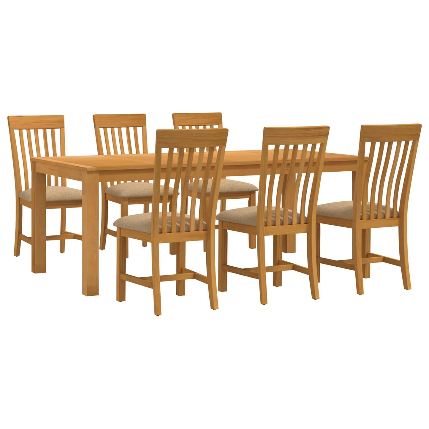 Spisestuesett 7 stk. Beige Massivt Eiketre