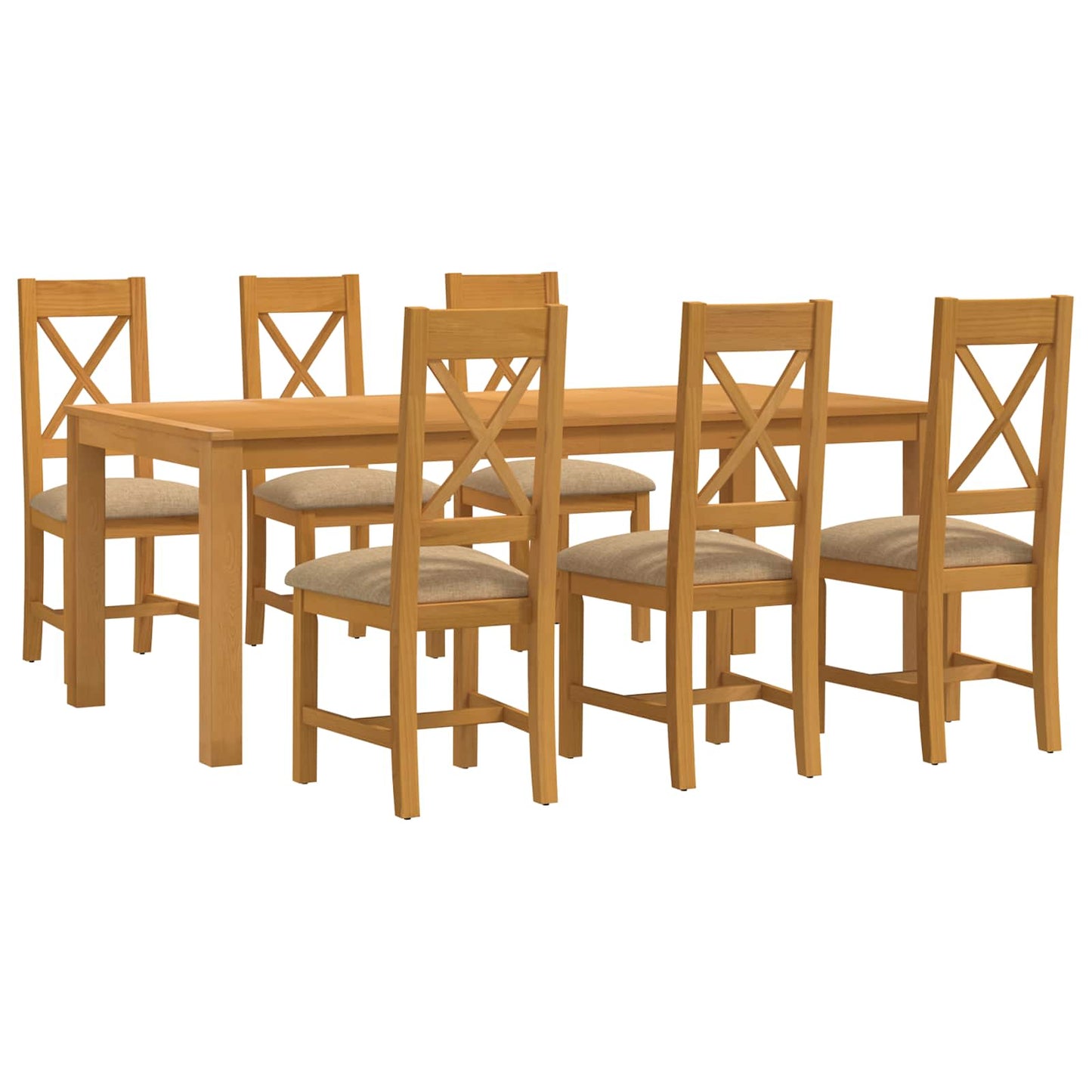 Spisestuesett 7 stk. Beige Massivt Eiketre
