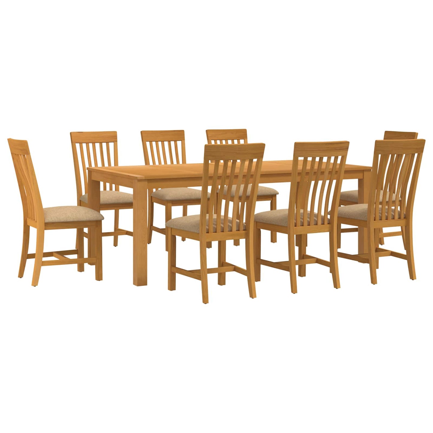 Spisestuesett 9 stk. Beige Massivt Eiketre