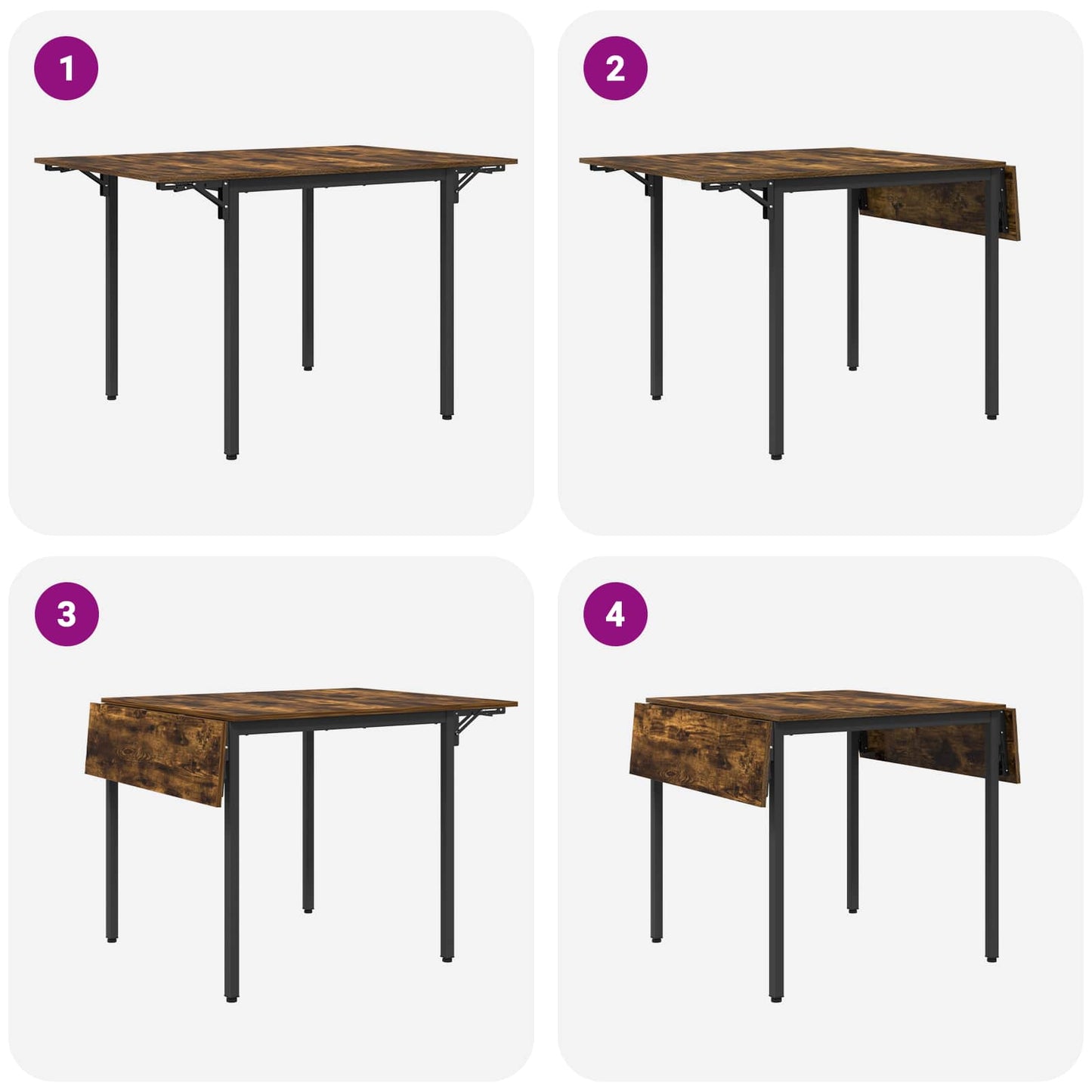 Utvidbart spisemøbel 120 x 81,5 x 75 cm Konstruert tre Røkt Eik