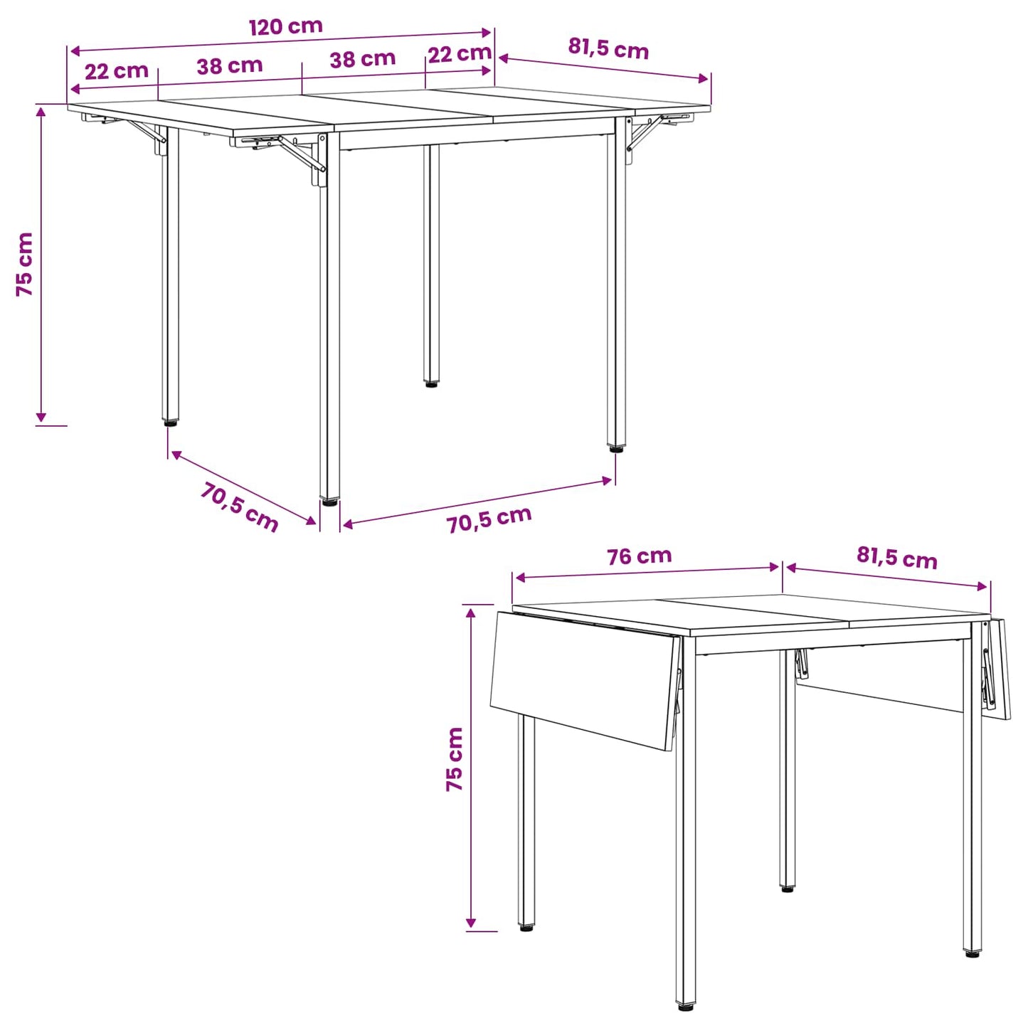 Utvidbart spisemøbel 120 x 81,5 x 75 cm Konstruert tre