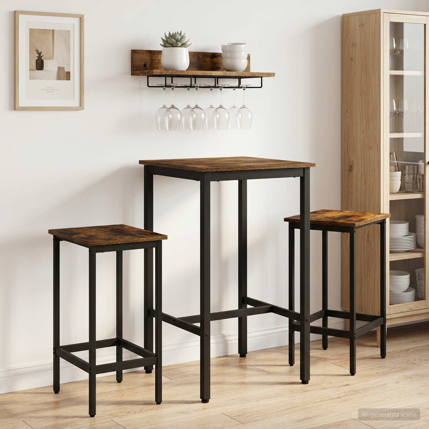 Barbord 52 x 52 x 90 cm Konstruert tre Røkt Eik Rektangulær