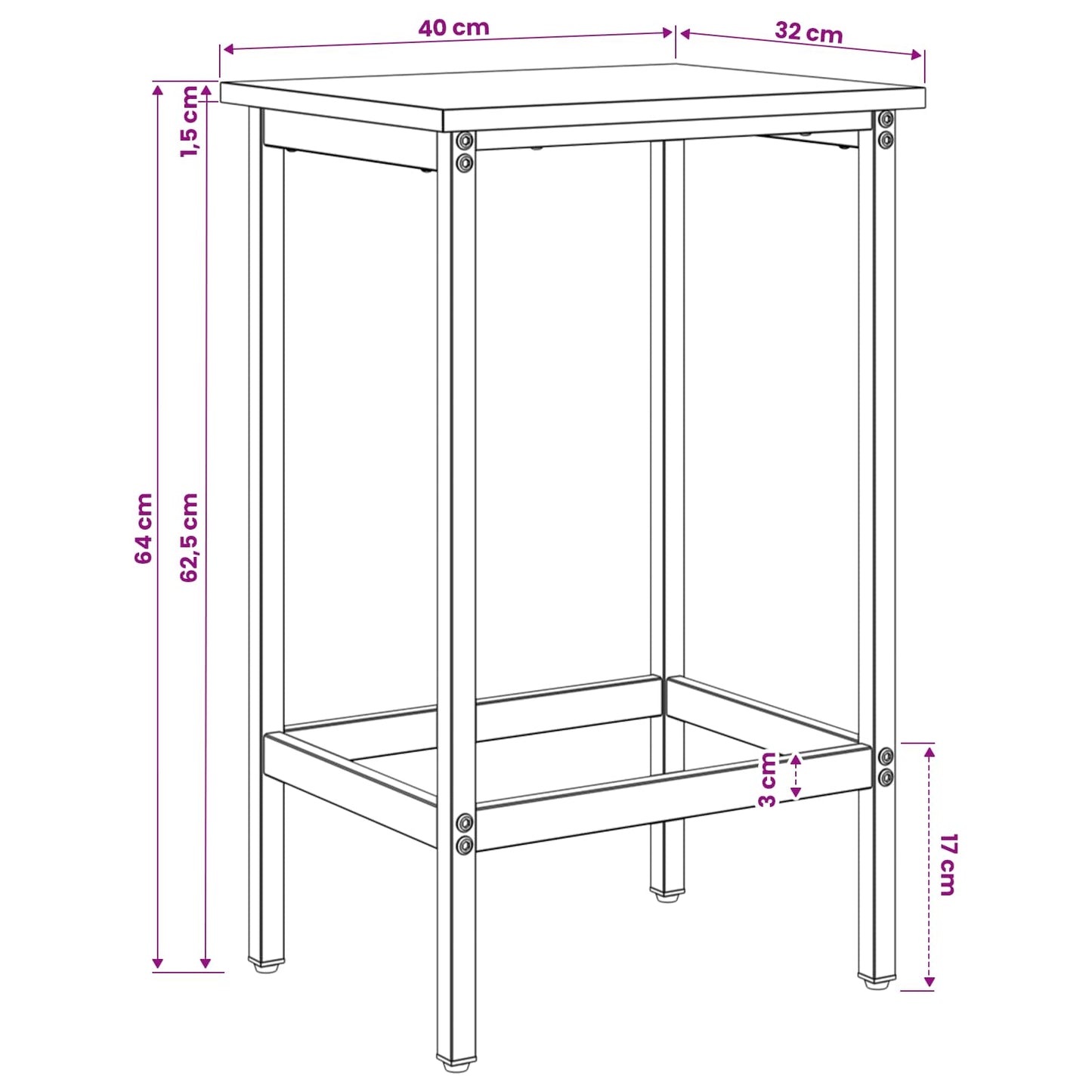 Barstol Sonoma eik 40 x 32 x 64 cm Konstruert tre