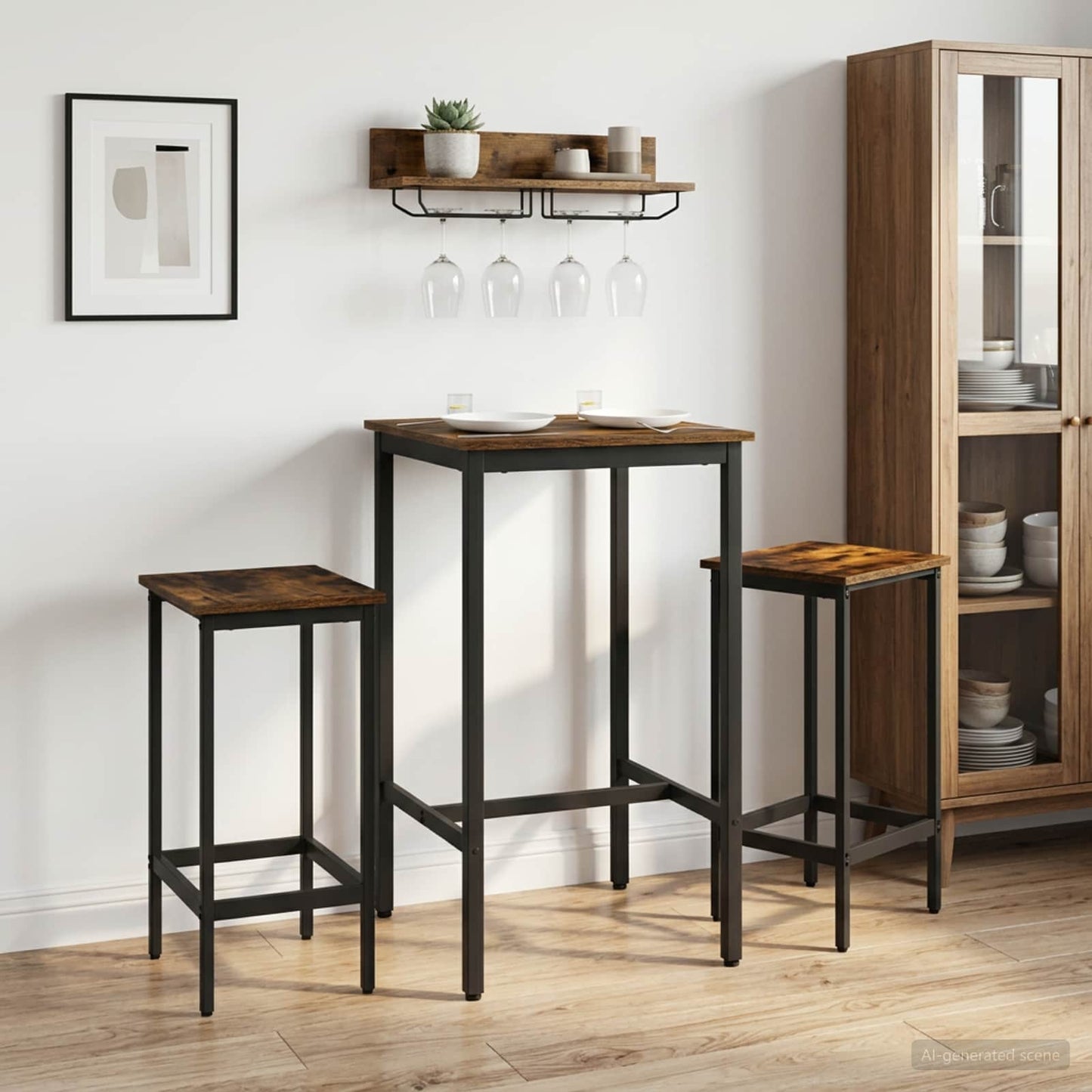 Barstol 2 pcs Røkt Eik 40 x 32 x 64 cm Konstruert tre