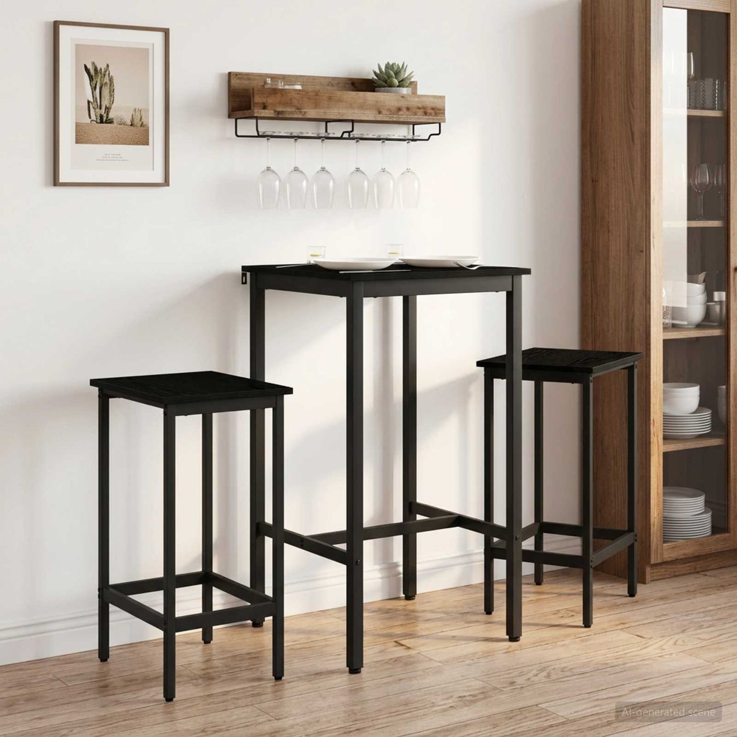 Barbord 52 x 52 x 110 cm Konstruert tre Svart eik Rektangulær