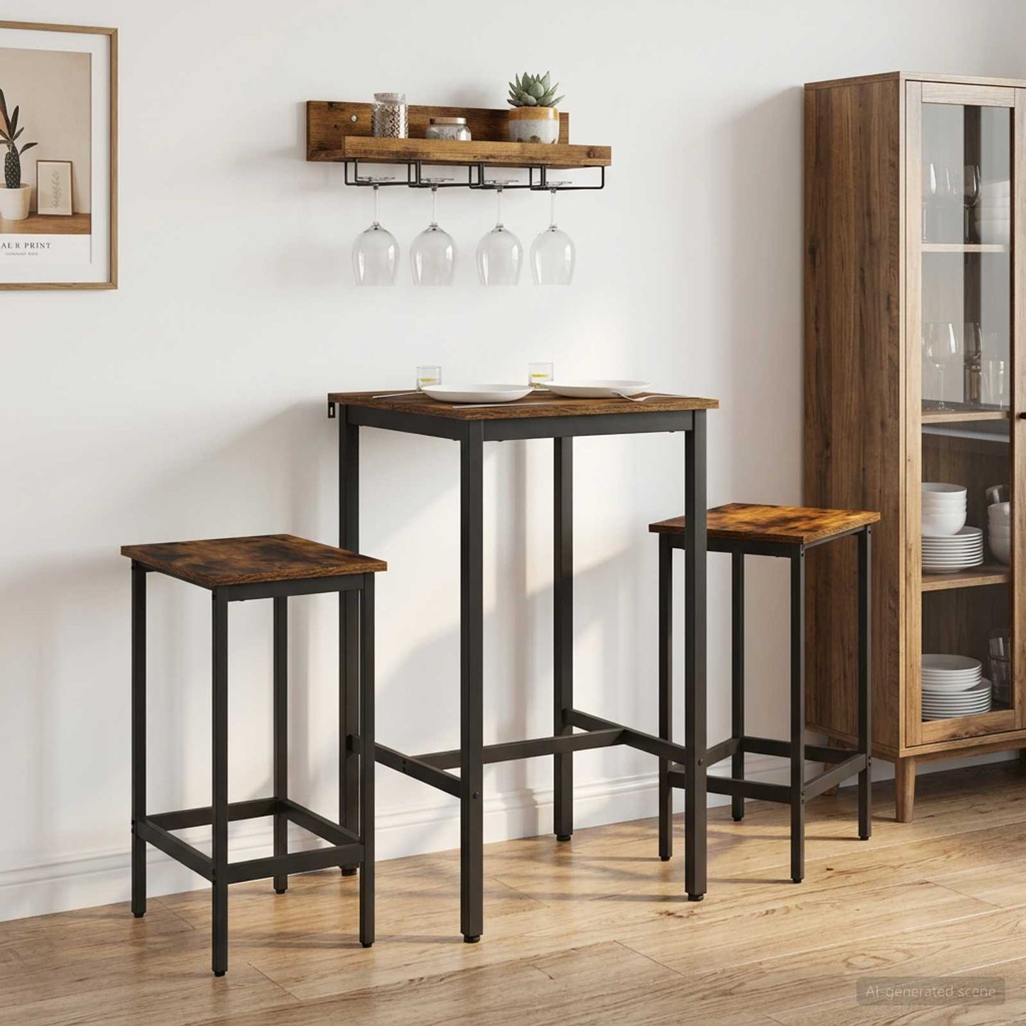 Barbord 52 x 52 x 110 cm Konstruert tre Røkt Eik Rektangulær