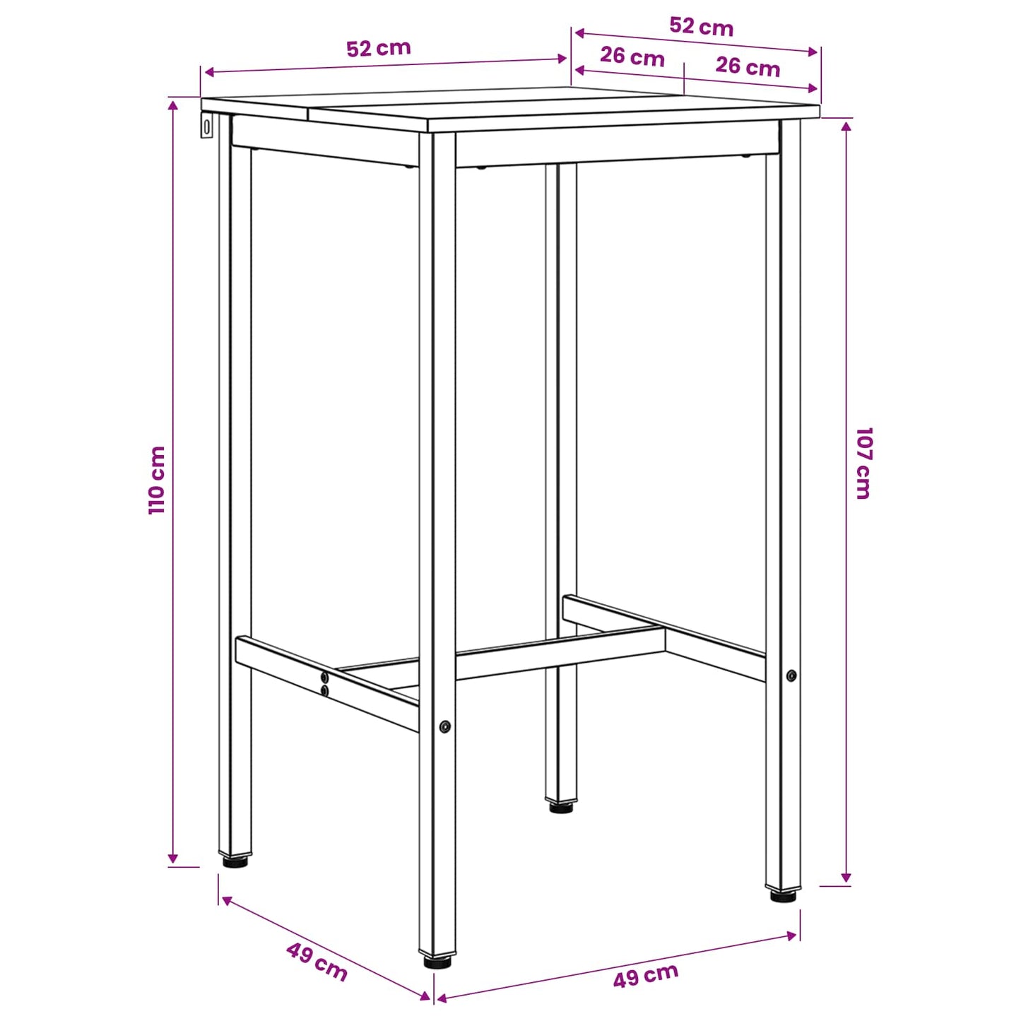 Barbord 52 x 52 x 110 cm Konstruert tre Artisan eik Rektangulær