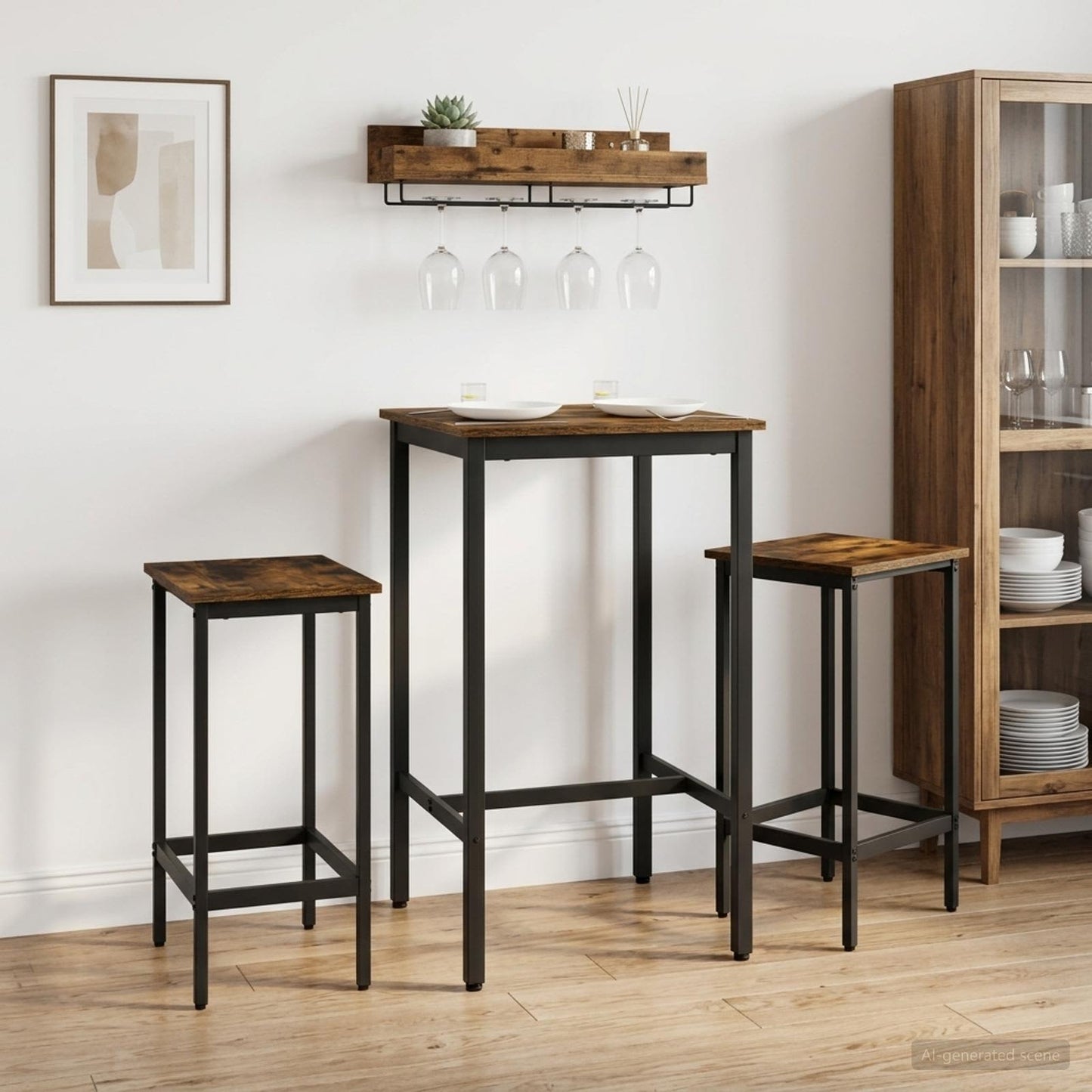 Barstol 2 stk. Røkt Eik 40 x 32 x 74 cm Konstruert tre