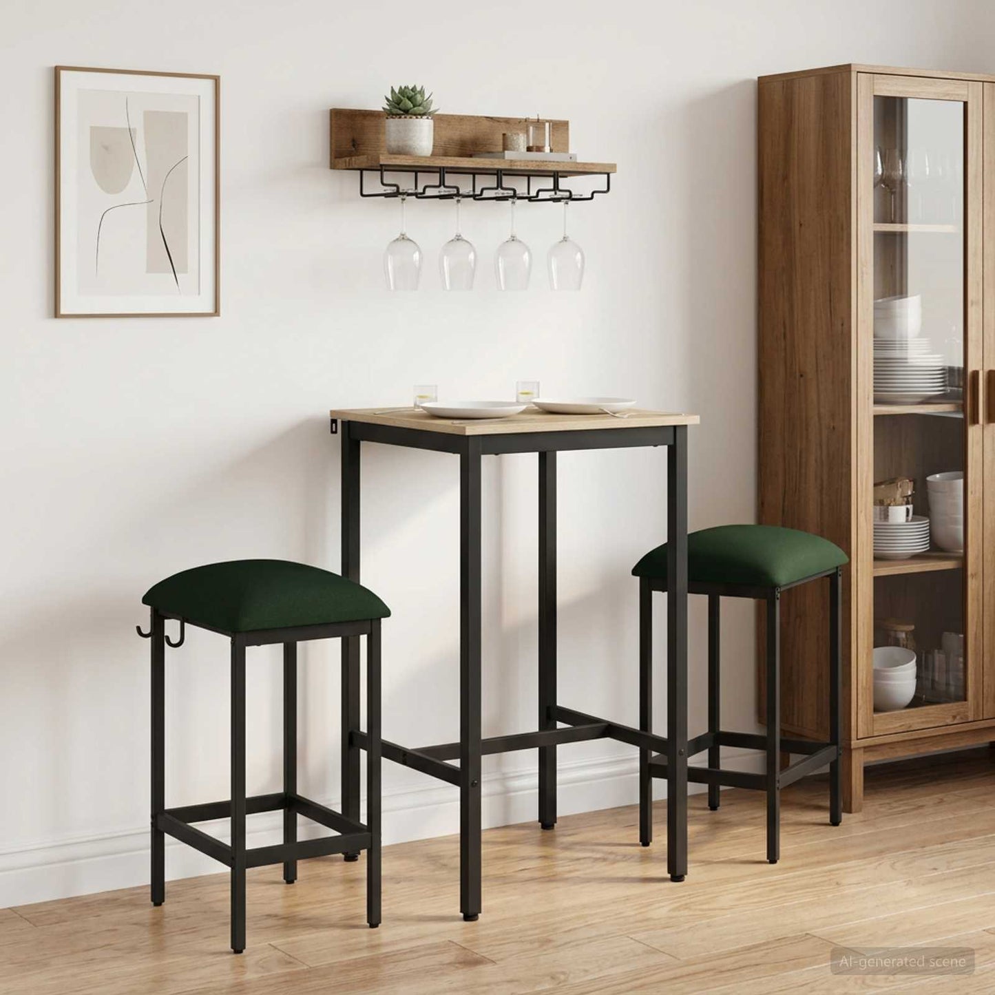 Barstol 2 pcs Mørkegrønn 40 x 32 x 64 cm Konstruert tre