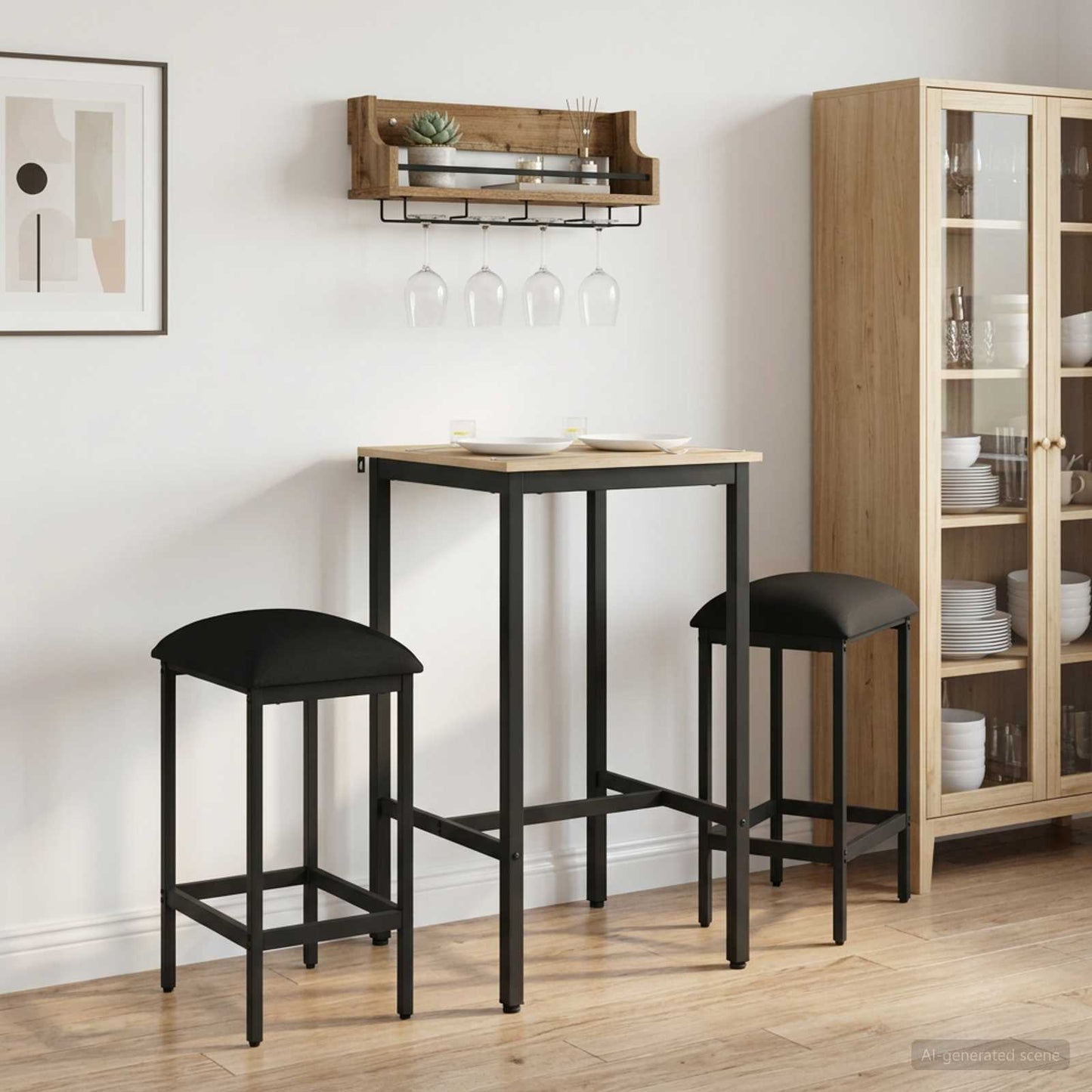 Barstol 2 pcs Svart 40 x 32 x 74 cm Konstruert tre