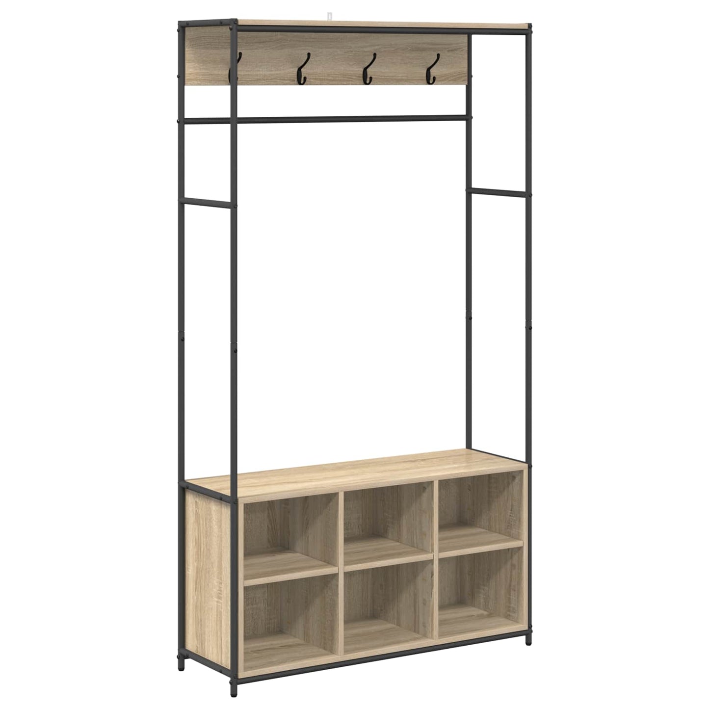 Knaggrekker med sko benk Sonoma eik 100 x 32 x 180,5 cm