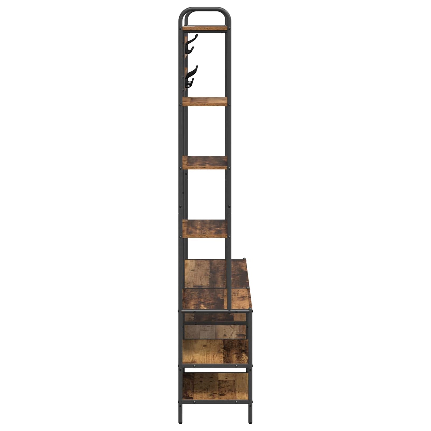 Knaggrekker med sko benk Gammelt tre 120,5 x 34 x 190 cm