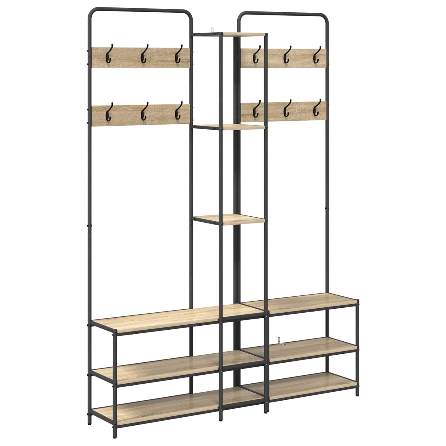 Knaggrekker med sko benk Sonoma eik 143 x 30 x 199,5 cm