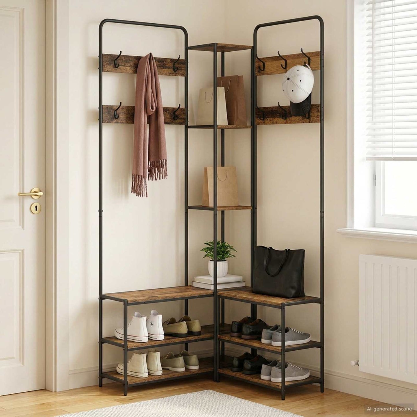 Knaggrekker med sko benk Gammelt tre 143 x 30 x 199,5 cm