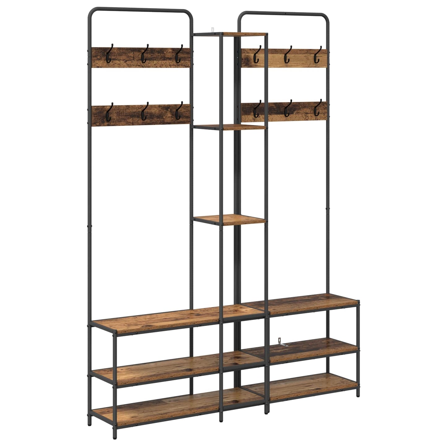 Knaggrekker med sko benk Gammelt tre 143 x 30 x 199,5 cm