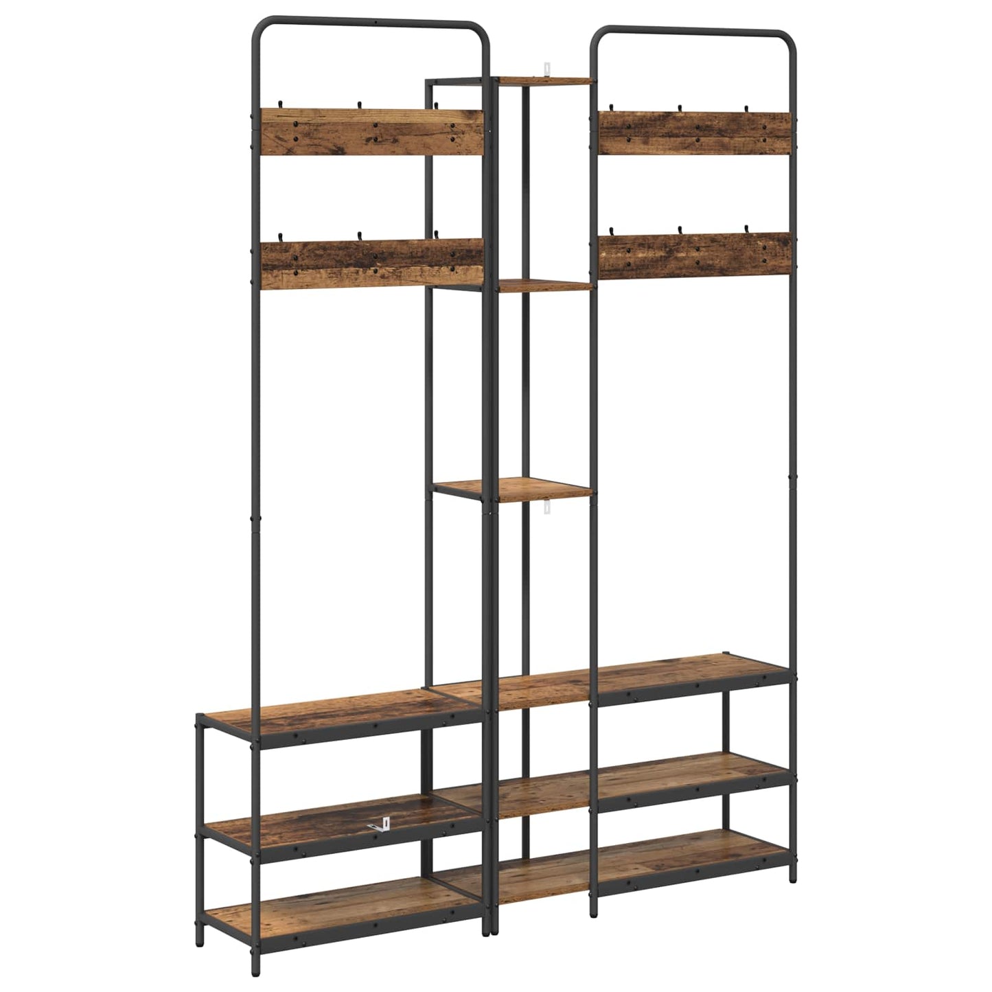Knaggrekker med sko benk Gammelt tre 143 x 30 x 199,5 cm