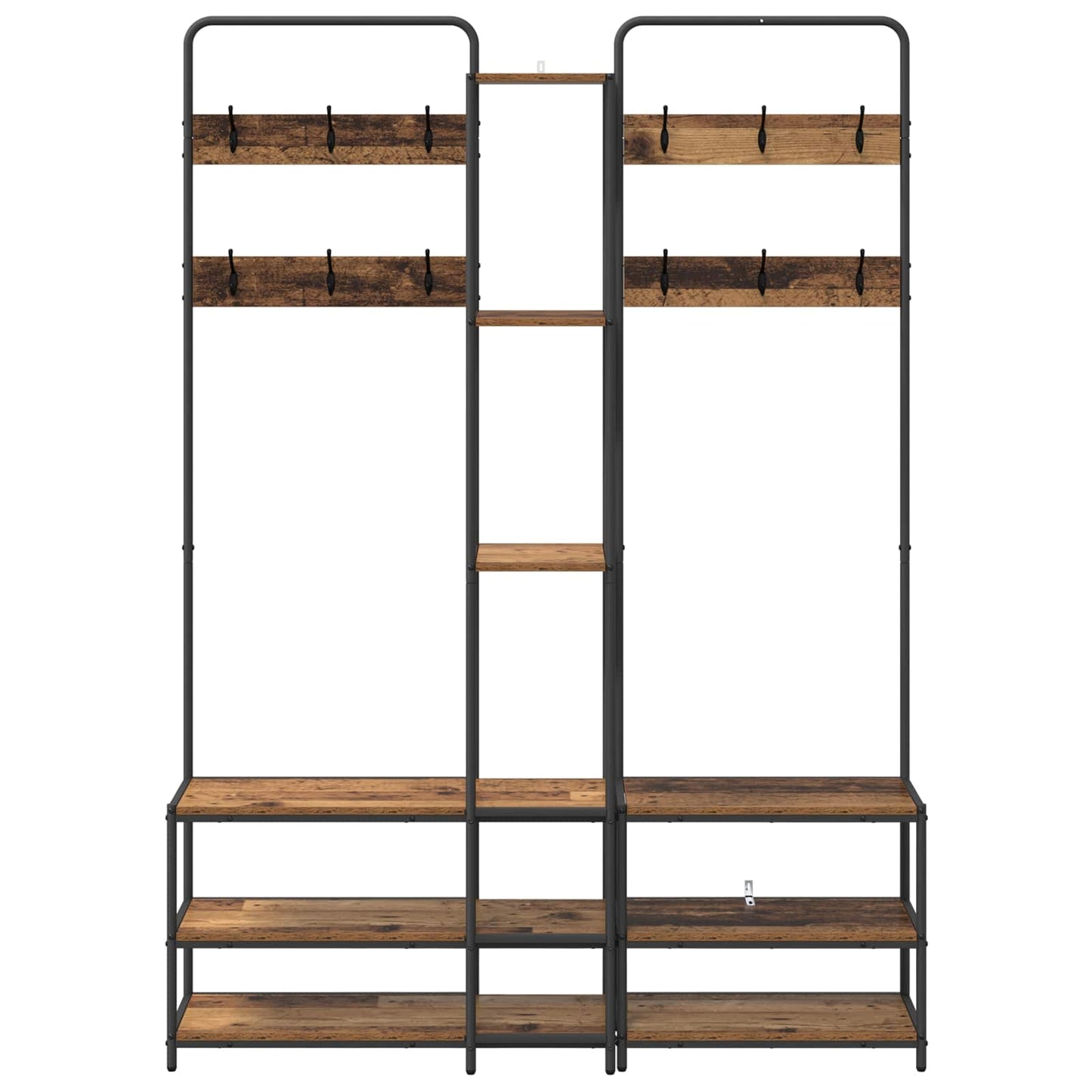 Knaggrekker med sko benk Gammelt tre 143 x 30 x 199,5 cm